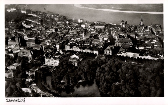 Postcard Düsseldorf am Rhein, aerial photograph