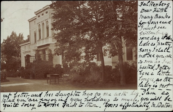 Postcard Falkenberg (Halle district) on the Elster, partial view of the villa