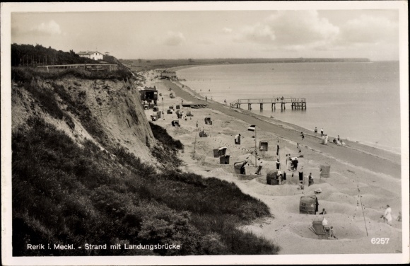 Postcard Baltic resort Rerik, beach with jetty