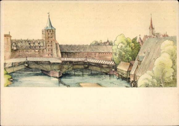 Artist Postcard Dürer, A., Nuremberg in Middle Franconia, Trockensteg