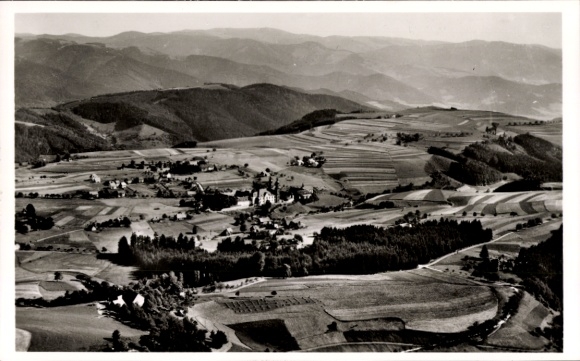 Postcard St. Peter in the Black Forest, aerial photograph