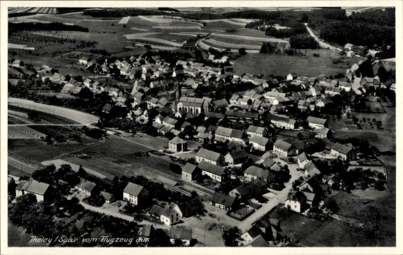 Postcard Teley Theley Tholey in Saarland, aerial view of Saar, houses and landscape,