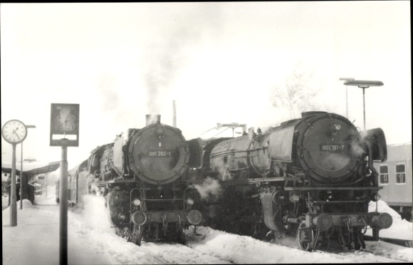 Foto Ak Fotograf Carl Bellingrodt, Deutsche Eisenbahn, Dampflokomotive 001 202-1, 001 181-7