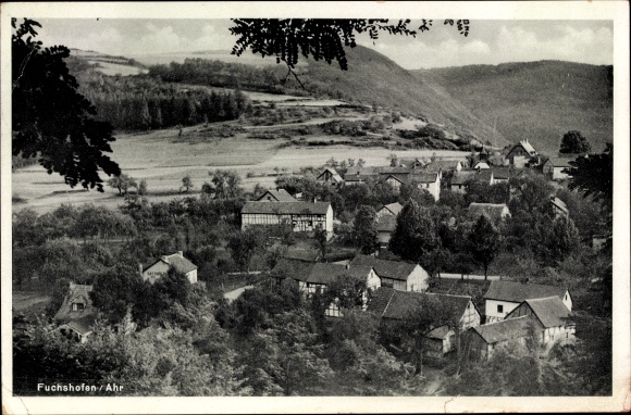Postcard Fuchshofen Ahrweiler Pfalz, partial view with Gasthof Blindert