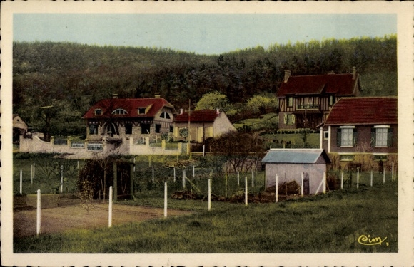 Ak Pacy sur Eure Eure, Landschaft mit Hütten, Wiesen, Baumbewuchs, ländliche Idylle