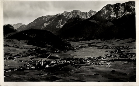 Postcard Pfronten in the Allgäu, aerial photograph, Falkenstein, Schlicke, Köllespitze, Rossberg