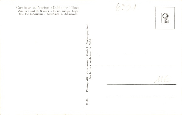 Postcard Eiterbach Heiligkreuzsteinach Odenwald, inn and guesthouse Goldener Pflug