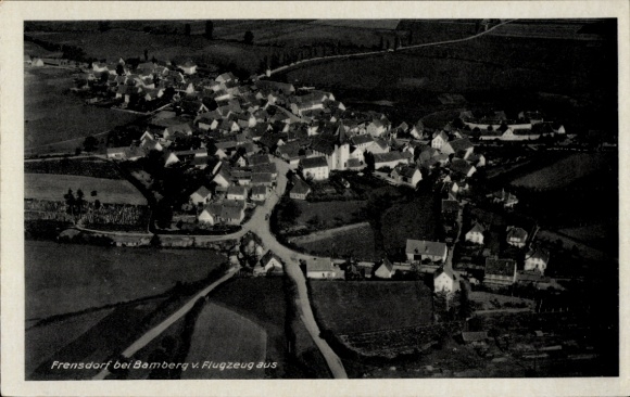 Postcard Frensdorf in Upper Franconia Bavaria, aerial view of houses, streets, surroundings, nature