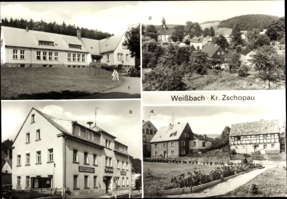 PC Weißbach Amtsberg in the Ore Mountains, kindergarten, partial view, town hall, in the park