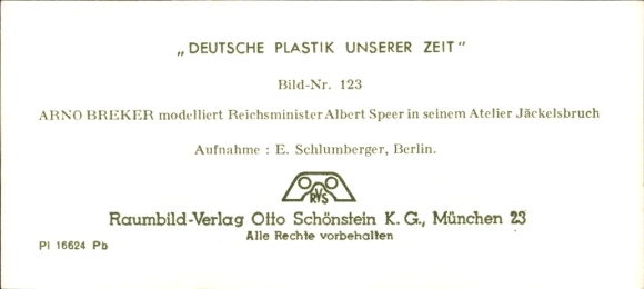 Stereo image photo "German Sculpture of Our Time", No. 123 Sculptor Arno Breker, Bust A. Speer