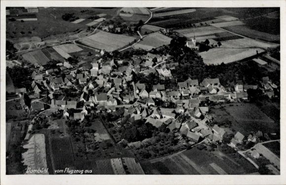Postcard Dombühl in Middle Franconia, aerial photograph of rural surroundings, no people, historical