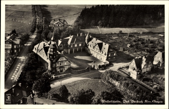 PC Burbach in Siegerland, aerial photograph, watershed