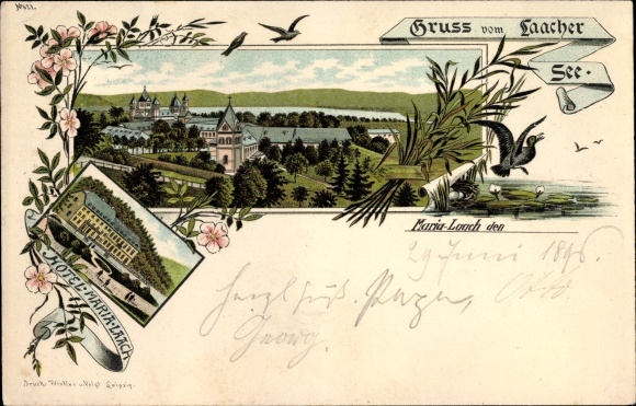 Chromo-Litho Glees in Rhineland Palatinate, Hotel Maria Laach, Laacher See