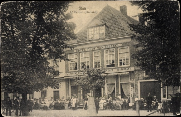 Postcard Sluis Zeeland Niederlande L&#39;Ecluse, Hotel &#39;t Hof van Brussels