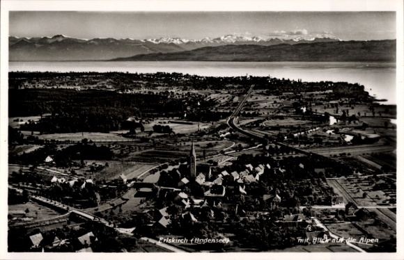 Ak Eriskirch Bodensee, Fliegeraufnahme, Alpen