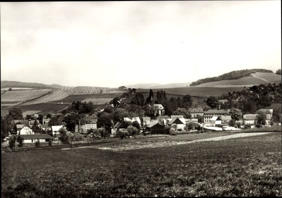 Postcard Raschau im Erzgebirge, partial view, church