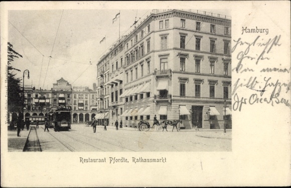 Ak Hamburg Mitte Altstadt, Restaurant Pfordte, Rathausmarkt