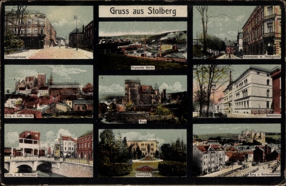 Passepartout PC Stolberg in the Rhineland, Prymsche works, high school, castle, church, street view
