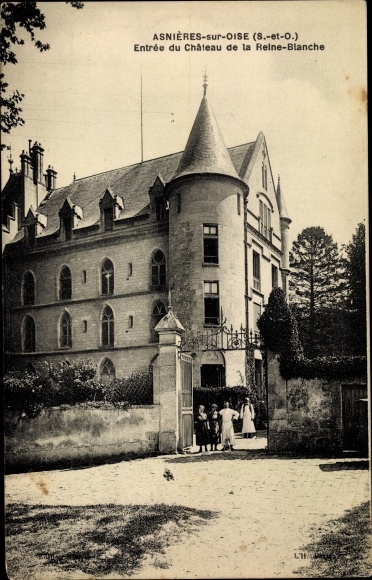 Ak Asnières sur Oise Val d'Oise, Entrée du Chateau de la Reine Blanche