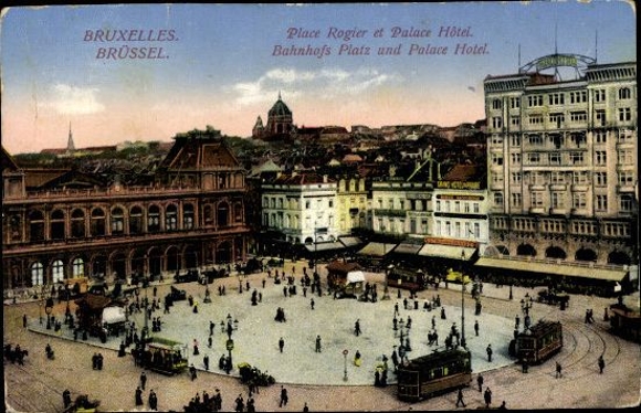9 starych pocztówek Bruksela, Bruxelles, różne widoki