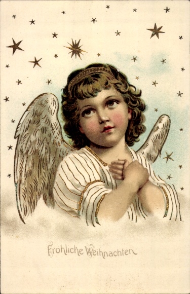 Glitter litho Vrolijk Kerstfeest, Engel