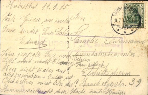Postcard Herbesthal Welkenraedt Wallonia Liège, closure of German Belgian border, passage post