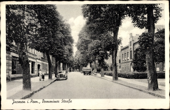 Postcard Jarmen in Western Pomerania, Demminer Strasse