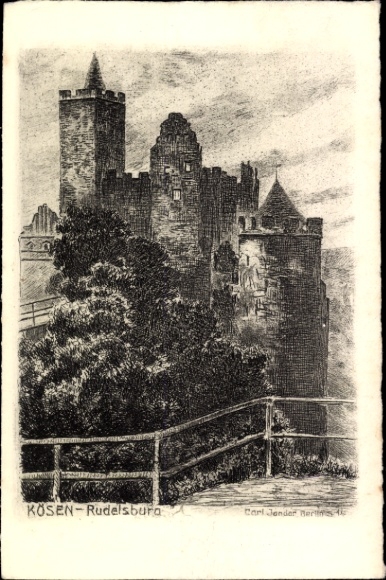 Künstler Ak Jender, C., Bad Kösen Naumburg an der Saale, Rudelsburg