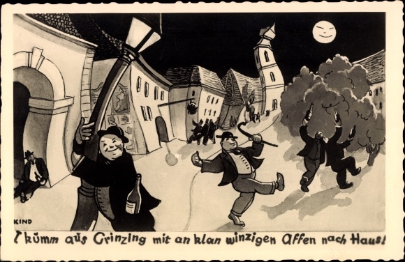 Künstler Ak Kind, Wien 19. Döbling Grinzing Österreich, Betrunkene, Mondnacht