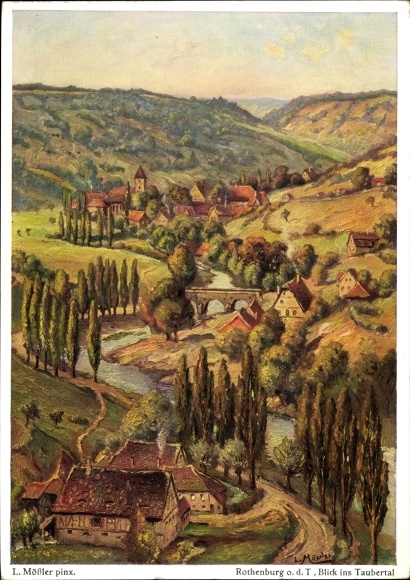 Artist PC Mößler, L., Rothenburg ob der Tauber Middle Franconia, Taubertal