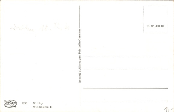 Artist Postcard Hoy, W., Windmill II., Farmer, Scythe