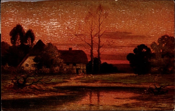 Kunstenaar Ak Hoy, Walter, zonsondergang