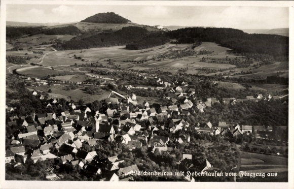 Postcard Wäschenbeuren in Württemberg, aerial photograph