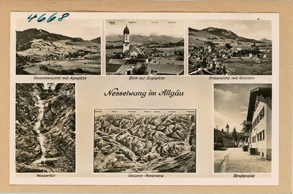 4 glass negatives Nesselwang im Allgäu, church, total view