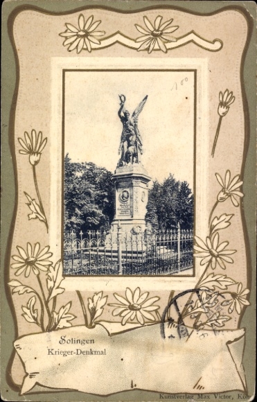 Embossed Passepartout Postcard Solingen in the Bergisches Land, war memorial