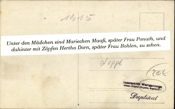 zdjęcie KP Wangerooge, Festiwal Sportu lipiec 1915, przeciąganie liny dla dzieci, Mariechen Maaß, Hertha Dorn