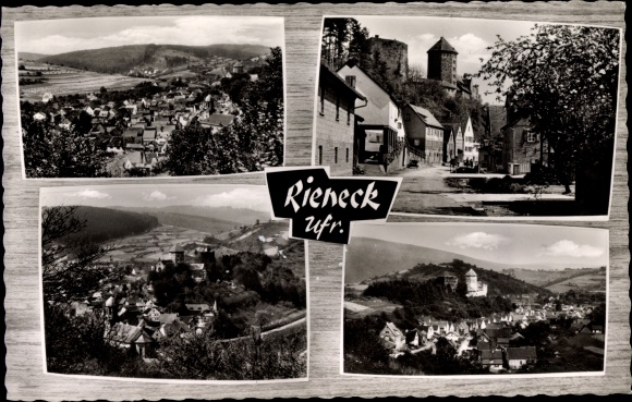 Postcard Rieneck in the Spessart of Lower Franconia, general view, bird&#39;s eye view, tower