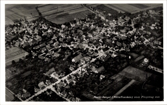 Postcard Marktbergel Middle Franconia, aerial photograph