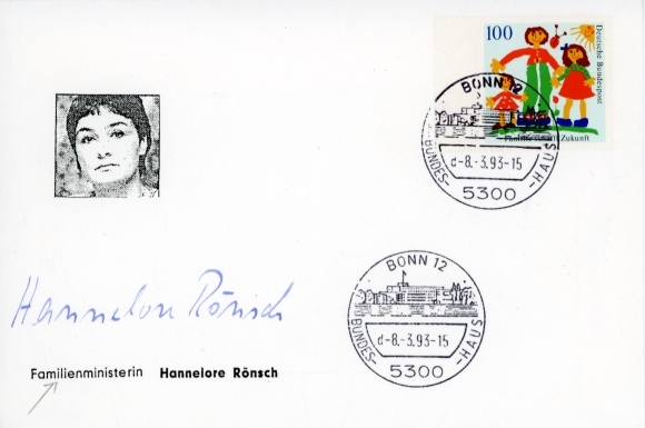Autogramm Hannelore Rönsch, Familienministerin