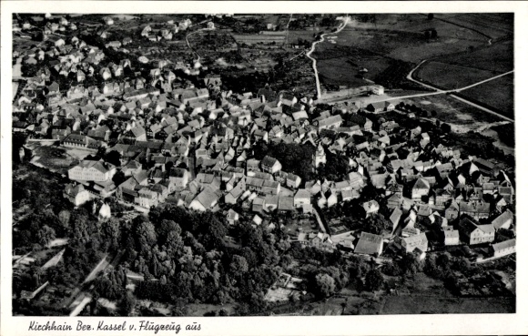 Postcard Kirchhain in Hesse, aerial photograph