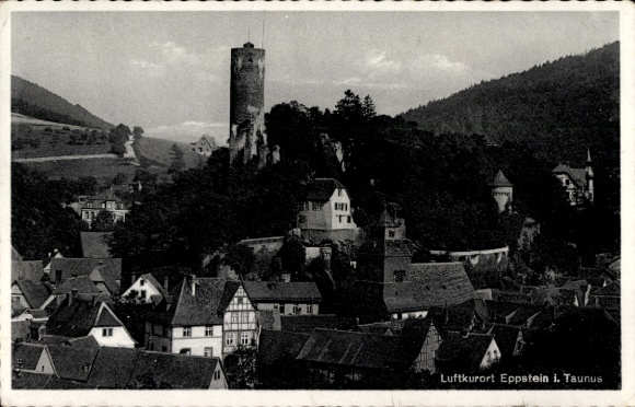 Postcard Eppstein im Taunus, partial view, castle