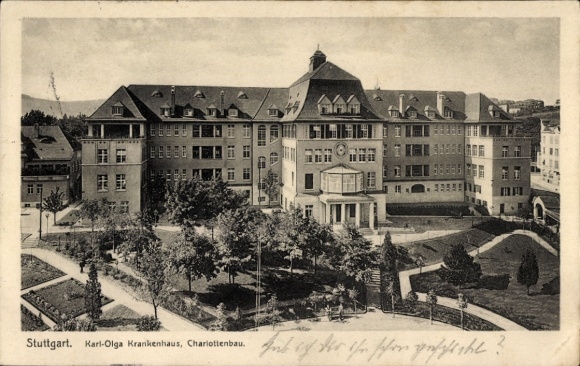 Postcard Stuttgart in Württemberg, Karl Olga Hospital, Charlottenbau