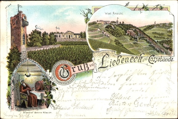 Chromo-Litho Dresden West Mobschatz, Liebeneck and Cossebaude, bishop