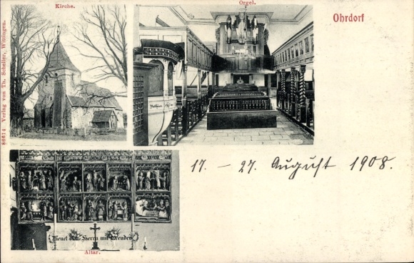 Ak Ohrdorf Wittingen in Niedersachsen, Kirche, Orgel, Altar