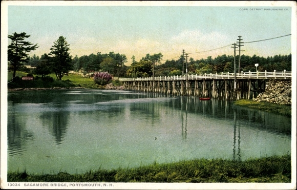 Ak Portsmouth Van Newhampshire de V.S., Sagamore-Brug