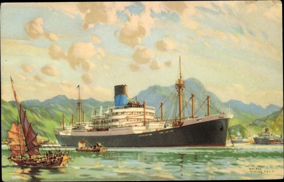 Artist PC Thomas, Walter, stoomschip van de Blue Funnel Line