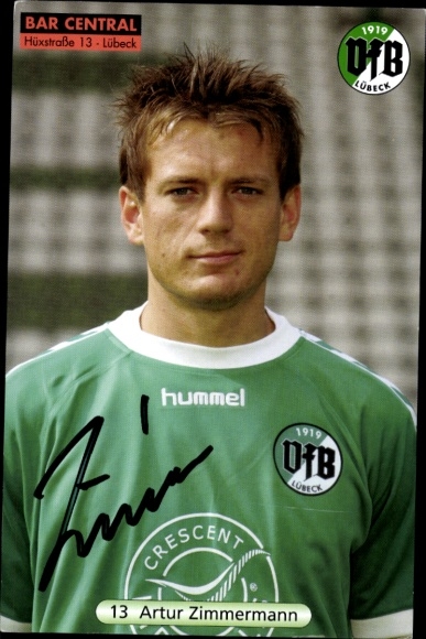 Autograph card footballer Artur Zimmermann, VFB Lübeck, autograph