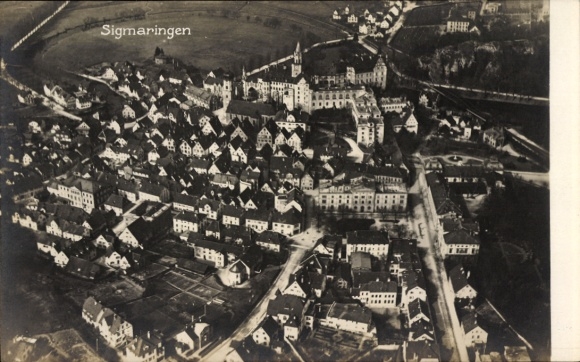 Ak Sigmaringen an der Donau, Fliegeraufnahme