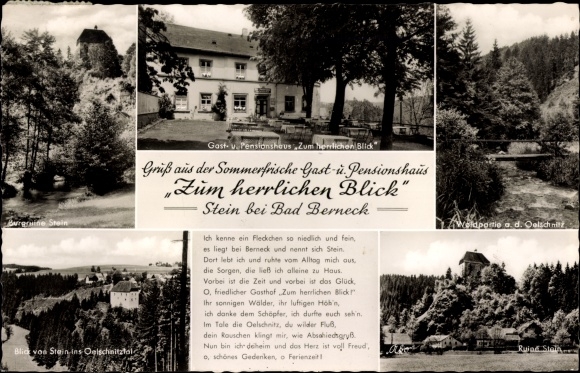Postcard Stein Gefrees in the Fichtelgebirge of Upper Franconia, inn for a magnificent view, Stein castle ruins