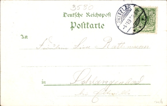 Chromo-Litho Fritzlar in Hesse, casino, cathedral, monastery, market square, total view